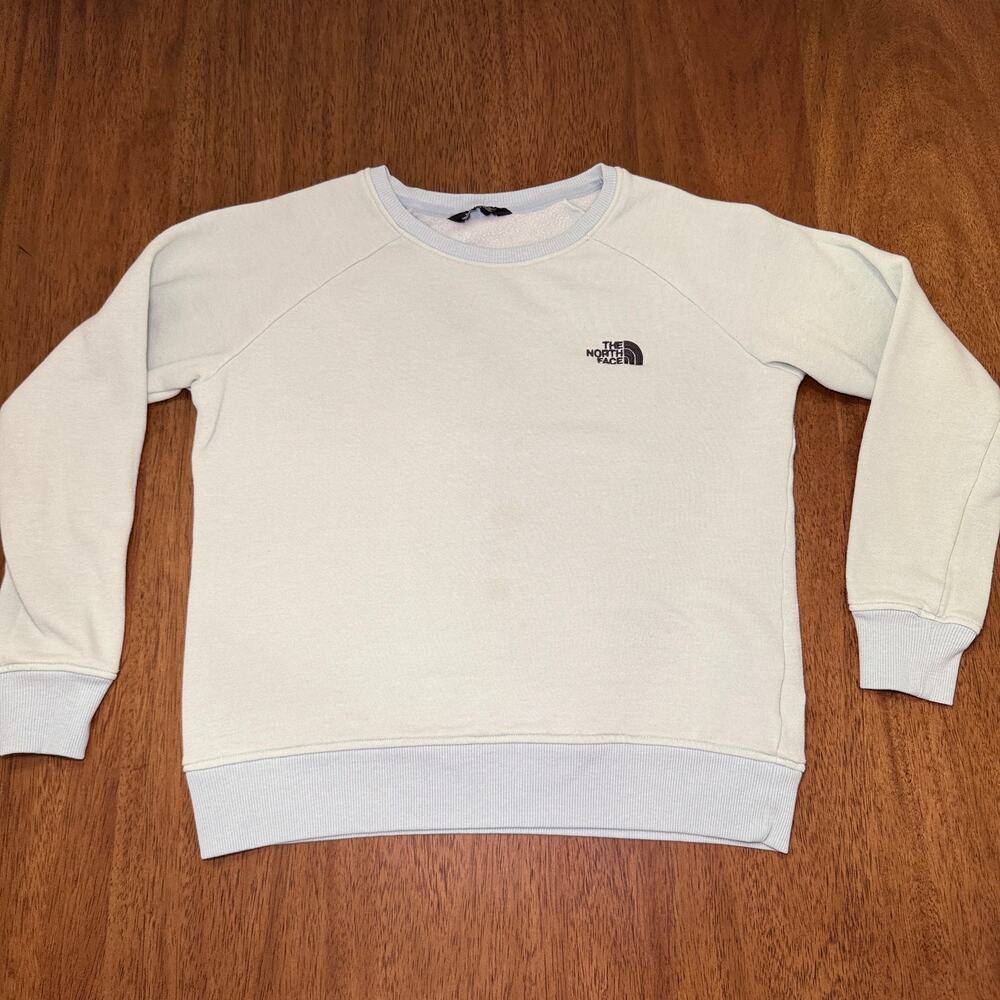 The North Face Sweatshirt Women’s XS Light Blue Fleece Crewneck Embroidered Logo